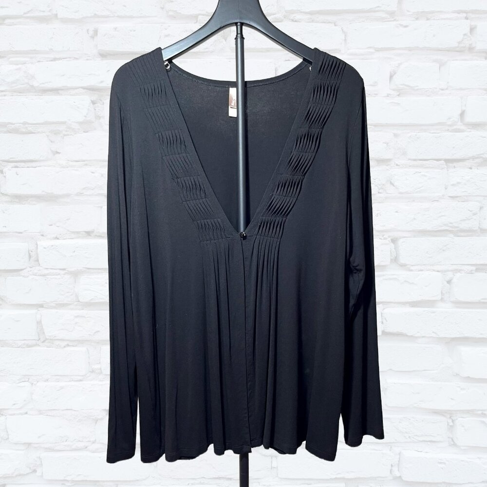 White Stag Black Draped Cardigan Pintuck Detail XL (16–18)